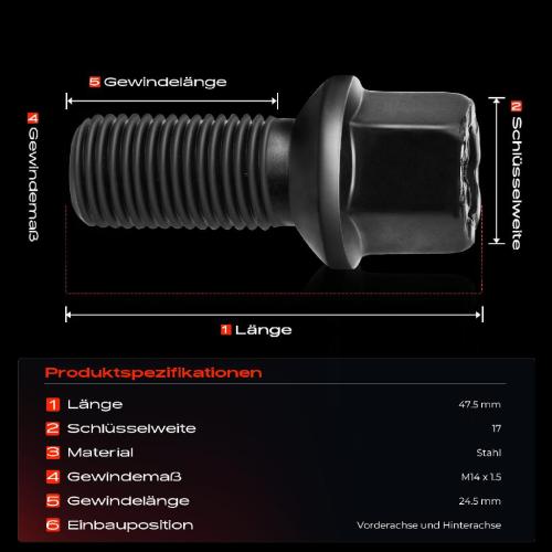 10x Radschraube für Audi 80 90 100 200 A1 A2 A3 A4 Bild 10x Radschraube für Audi 80 90 100 200 A1 A2 A3 A4