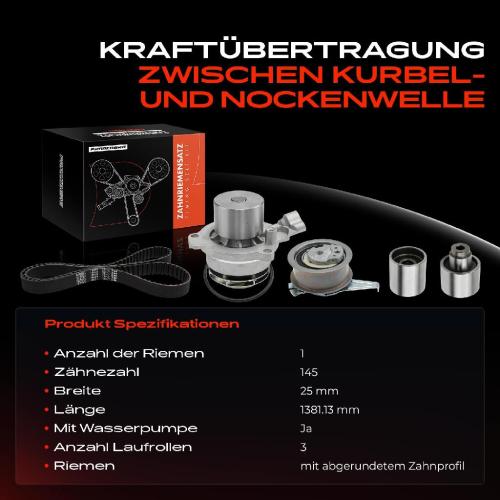 1x Zahnriemensatz Zahnriemen Wasserpumpe für Audi A3 8V1 A4 8K2 8W2 A5 8T3 A6 Q3 Bild 1x Zahnriemensatz Zahnriemen Wasserpumpe für Audi A3 8V1 A4 8K2 8W2 A5 8T3 A6 Q3