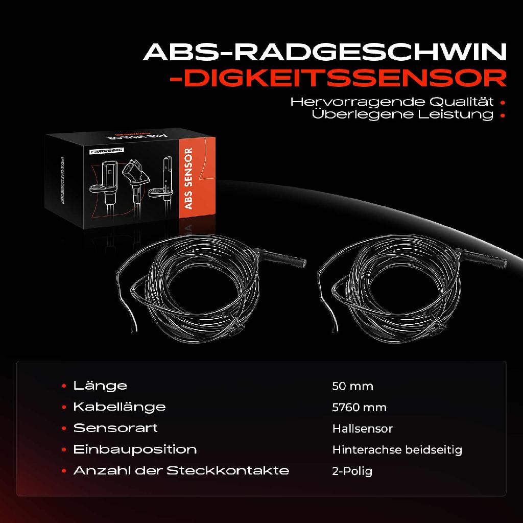 2x ABS Sensor Hinterachse beidseitig für BMW G31 F90 G30 G32 G11 G12 F91 G14 F92 G15 F93 G16 Bj ab 2015