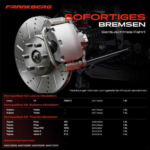 Frankberg 2x Bremsscheiben Hinterachse für Lexus CT Subaru Trezia Toyota Prius PHV Verso S Bj ab 2008 Bild Frankberg 2x Bremsscheiben Hinterachse für Lexus CT Subaru Trezia Toyota Prius PHV Verso S Bj ab 2008