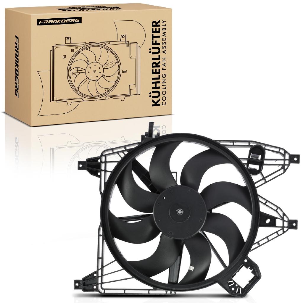 Frankberg 1x Motorkühller Einfachlüfter mit Kühlerlüfterrahmen Renault Kangoo KC0/1 FC0/1 1.5L 1.9L