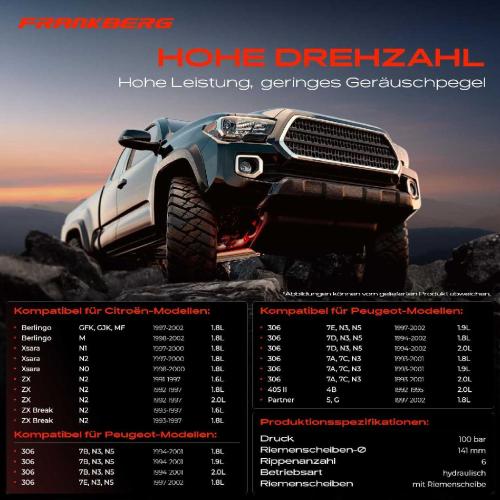 Frankberg 1x Servopumpe hydraulisch für Citroën Berlingo Xsara ZX Peugeot 306 405 II Partner Bild Frankberg 1x Servopumpe hydraulisch für Citroën Berlingo Xsara ZX Peugeot 306 405 II Partner