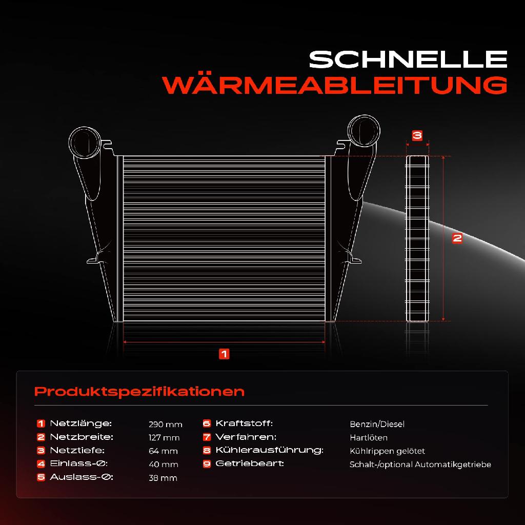 1x Ladeluftkühler Turbokühler für Fiat 500 500 C 312 Panda 312 319 1.3L 1.4L