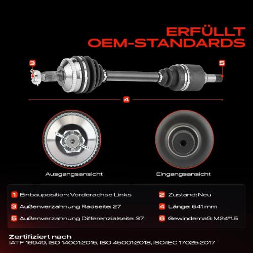 1x Antriebswelle Vorderachse Links für Citroën Jumpy Fiat Scudo Peugeot 106 I I 1A 1C Bild 1x Antriebswelle Vorderachse Links für Citroën Jumpy Fiat Scudo Peugeot 106 I I 1A 1C