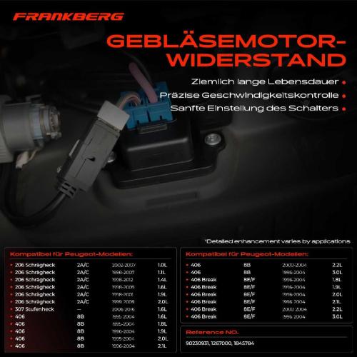 1x Widerstand Vorwiderstand Gebläsemotor für Peugeot 206 307 Schrägheck 406 Break 2A/C 8B 8E/F Bild 1x Widerstand Vorwiderstand Gebläsemotor für Peugeot 206 307 Schrägheck 406 Break 2A/C 8B 8E/F