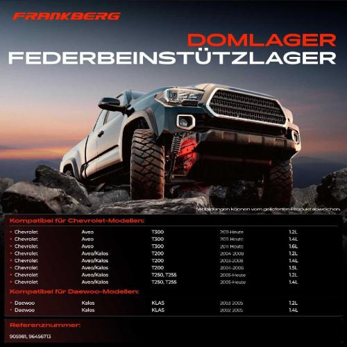 2x Domlager Federbeinstütz lager für Chevrolet Aveo/Kalos Schrägheck T200 Bild 2x Domlager Federbeinstütz lager für Chevrolet Aveo/Kalos Schrägheck T200