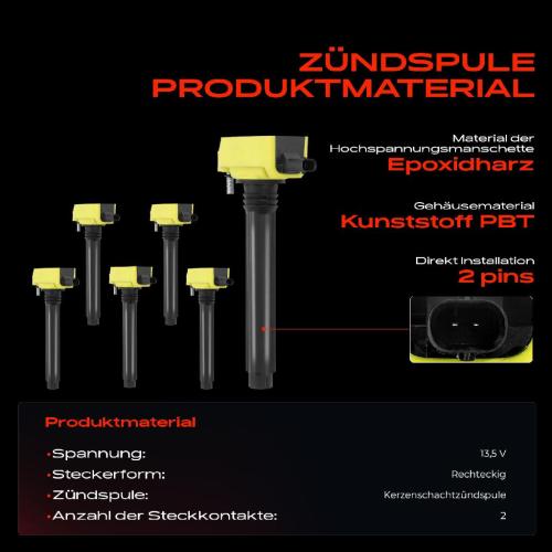 6x Zündspule Zündkerze für Dodge Challenger Coupe Durango WD Jeep Grand Cherokee IV WK WK2 Wrangler III JK Bild 6x Zündspule Zündkerze für Dodge Challenger Coupe Durango WD Jeep Grand Cherokee IV WK WK2 Wrangler III JK