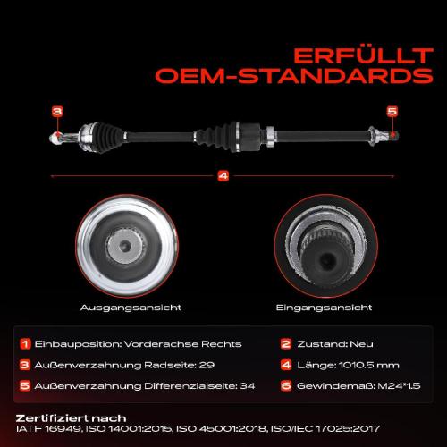 1x Antriebswelle Vorderachse Rechts für Renault Kadjar HA HL 1.5L Bj ab 2015 Bild 1x Antriebswelle Vorderachse Rechts für Renault Kadjar HA HL 1.5L Bj ab 2015