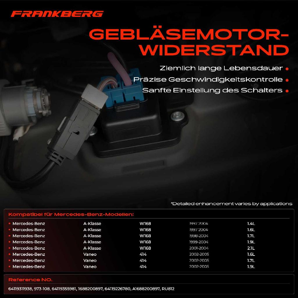 1x Widerstand Vorwiderstand Gebläsemotor für Mercedes-Benz A-Klasse W168 160 Vaneo 414