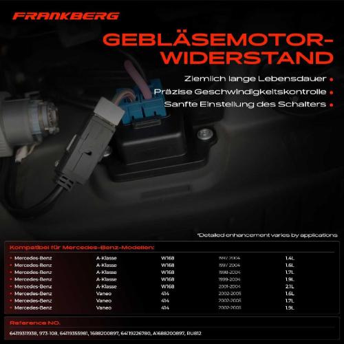 1x Widerstand Vorwiderstand Gebläsemotor für Mercedes-Benz A-Klasse W168 160 Vaneo 414 Bild 1x Widerstand Vorwiderstand Gebläsemotor für Mercedes-Benz A-Klasse W168 160 Vaneo 414