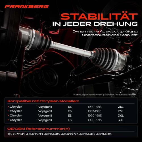 1x Antriebswelle Vorderachse Links für Chrysler Voyager II ES BJ 1990-1995 Bild 1x Antriebswelle Vorderachse Links für Chrysler Voyager II ES BJ 1990-1995