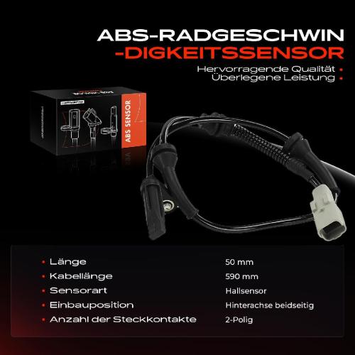 Frankberg 1x ABS Sensor Hinterachse beidseitig für Peugeot 3008 MPV 0U 2.0L 2011-2016 Bild Frankberg 1x ABS Sensor Hinterachse beidseitig für Peugeot 3008 MPV 0U 2.0L 2011-2016