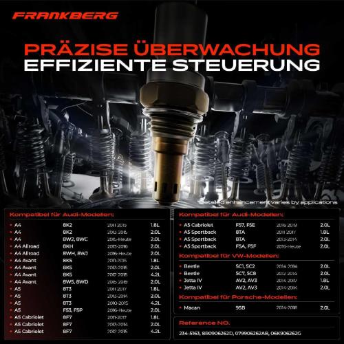 Frankberg 1x Lambdasonde Regelsonde Vor Katalysator für VW Beetle 5C Audi A4 8K2 B8 A5 8T3 Q5 Bild Frankberg 1x Lambdasonde Regelsonde Vor Katalysator für VW Beetle 5C Audi A4 8K2 B8 A5 8T3 Q5