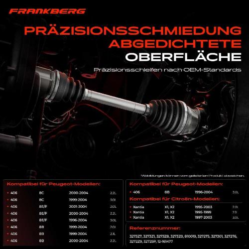 Frankberg 1x Antriebswelle Gelenksatz Vorderachse für Peugeot 406 8B 8C Citroën Xantia X1 Bild Frankberg 1x Antriebswelle Gelenksatz Vorderachse für Peugeot 406 8B 8C Citroën Xantia X1