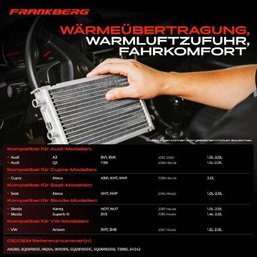 1x Wärmetauscher Innenraumheizung für VW Golf Tiguan Touran Passat Audi A3 8V1 8VK Bild 1x Wärmetauscher Innenraumheizung für VW Golf Tiguan Touran Passat Audi A3 8V1 8VK