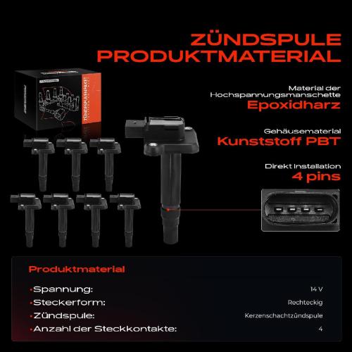 Frankberg 8x Zündmodul Zündspule für VW Golf IV Variant New Beetle Sharan Audi A3 A6 Avant A8 TT Roadster Seat Bild Frankberg 8x Zündmodul Zündspule für VW Golf IV Variant New Beetle Sharan Audi A3 A6 Avant A8 TT Roadster Seat