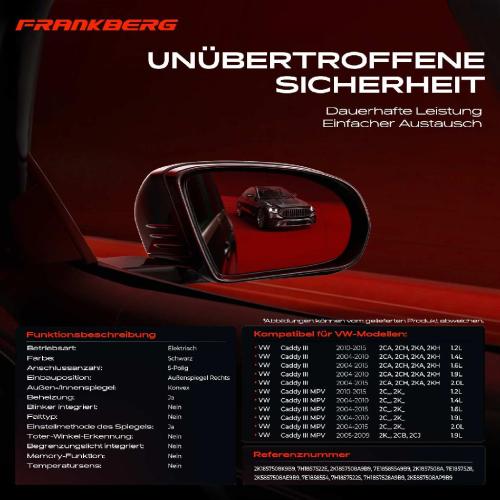 Frankberg 1x Au enspiegel Rechts f r VW Caddy III 2C 2K 1.2L 1.4L 1.6L 1.9L 2.0L 2004-2015 Bild Frankberg 1x Au enspiegel Rechts f r VW Caddy III 2C 2K 1.2L 1.4L 1.6L 1.9L 2.0L 2004-2015