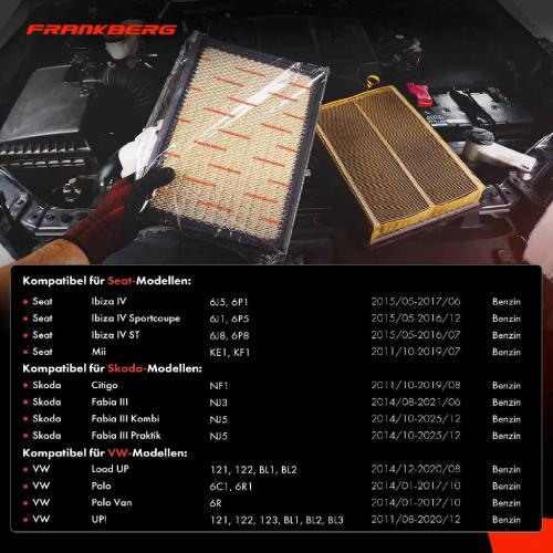 1x Luftfilter Filtereinsatz für VW Polo 6R UP! Skoda Citigo Fabia 3 Seat Ibiza 4 Mii Bild 1x Luftfilter Filtereinsatz für VW Polo 6R UP! Skoda Citigo Fabia 3 Seat Ibiza 4 Mii