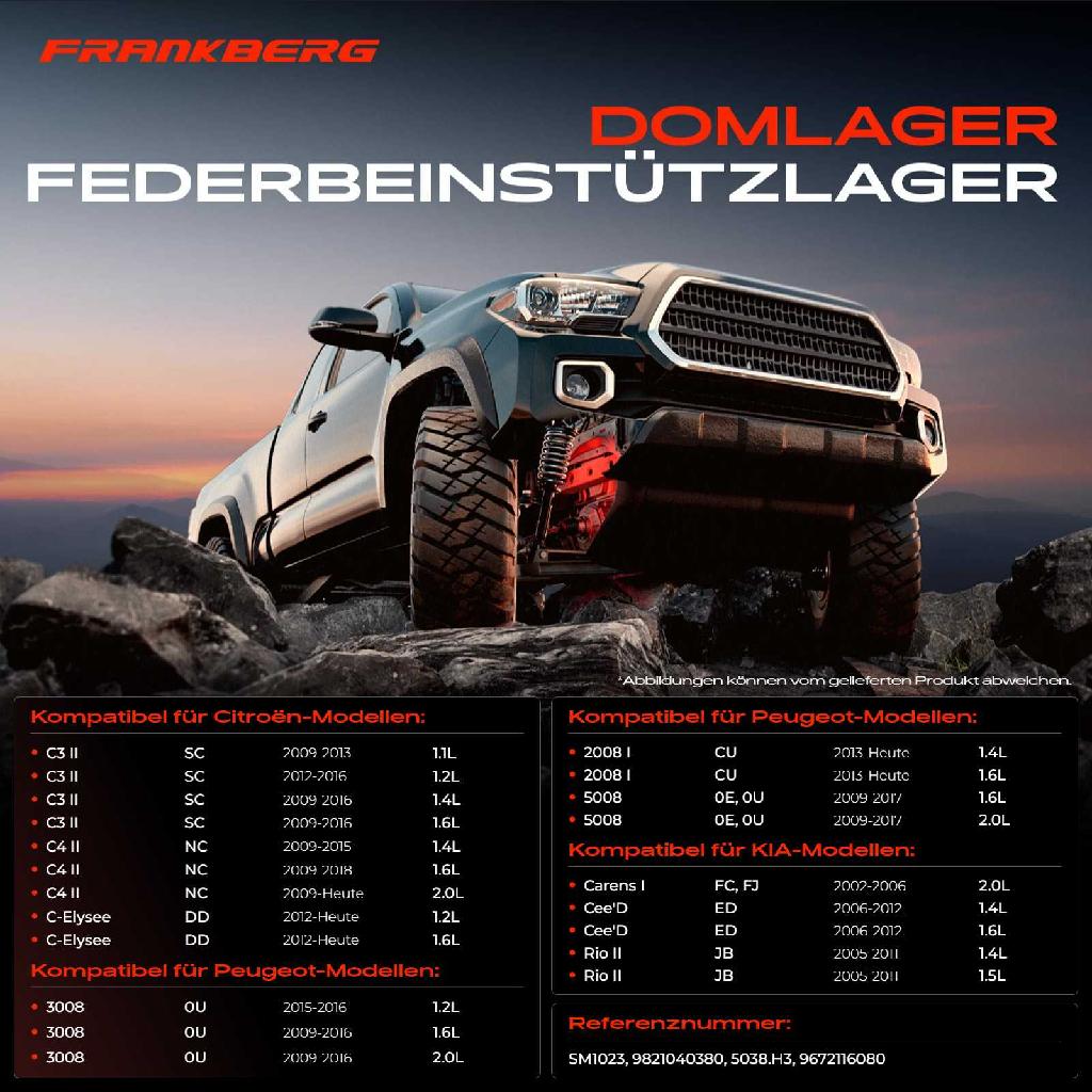 2x Domlager Federbeinstütz lager für Citroën C-Elysee C3 II Hyundai i30 KIA