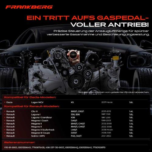 Frankberg 1x Drosselklappe Drosselklappenstutzen für Renault Clio Megane Scénic Dacia 1.4L 1.6L Bild Frankberg 1x Drosselklappe Drosselklappenstutzen für Renault Clio Megane Scénic Dacia 1.4L 1.6L