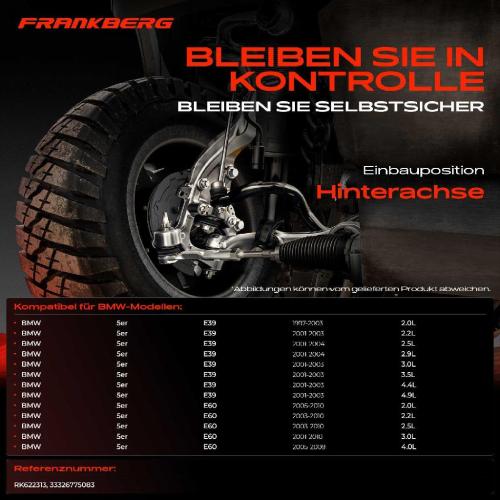 Frankberg 1x Querlenker Hinterachse für BMW 5er E39 E39 E60 E60 5er Touring E39 E39 E61 E61 6er Cabriolet E63 E64 Bild Frankberg 1x Querlenker Hinterachse für BMW 5er E39 E39 E60 E60 5er Touring E39 E39 E61 E61 6er Cabriolet E63 E64