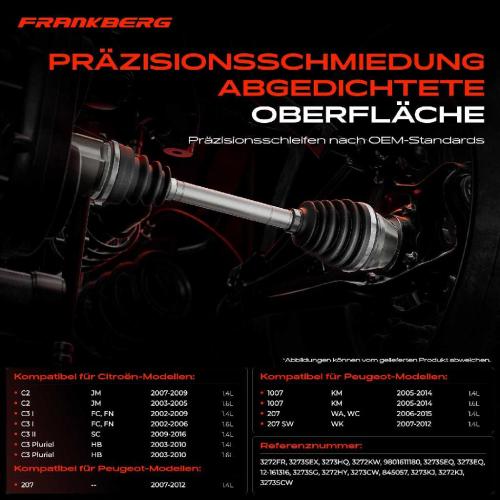 1x Antriebswelle Gelenksatz Vorderachse für Citroën C2 JM C3 FC FN SC HB Peugeot 207 1007 Bild 1x Antriebswelle Gelenksatz Vorderachse für Citroën C2 JM C3 FC FN SC HB Peugeot 207 1007
