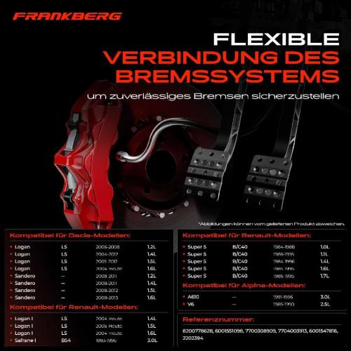 Frankberg 2x Bremsschlauch Bremsschläuche Vorderachse Links oder Rechts für Dacia Logan Sandero Renault Rapid Lada Bild Frankberg 2x Bremsschlauch Bremsschläuche Vorderachse Links oder Rechts für Dacia Logan Sandero Renault Rapid Lada