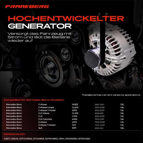1x Lichtmaschine Generator für Mercedes-Benz C-Klasse W203 S203 CL203 C209 1.8L Bild 1x Lichtmaschine Generator für Mercedes-Benz C-Klasse W203 S203 CL203 C209 1.8L