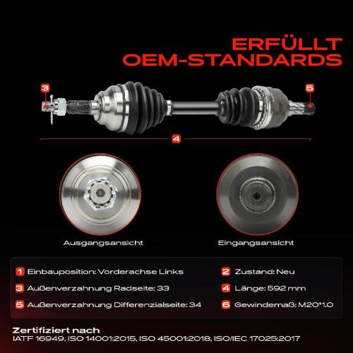Frankberg 1x Antriebswelle Vorderachse Links für Opel Astra G Caravan Kasten/Kombi T98 F70 2.0L 1998-2005 Bild Frankberg 1x Antriebswelle Vorderachse Links für Opel Astra G Caravan Kasten/Kombi T98 F70 2.0L 1998-2005