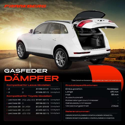 2x Gasfeder Dämpfer Heckklappe für Lexus LX J2 Toyota Land Cruiser 200 Schrägheck Bj ab 2007 Bild 2x Gasfeder Dämpfer Heckklappe für Lexus LX J2 Toyota Land Cruiser 200 Schrägheck Bj ab 2007