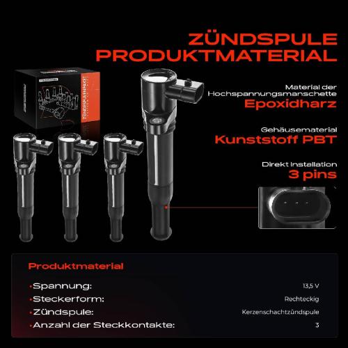Frankberg 4x Zündmodul Zündspule für Alfa Romeo Mito Fiat 500 C 500L Bravo II Doblo Cargo MPV Pritsche/Fahrgestell Bild Frankberg 4x Zündmodul Zündspule für Alfa Romeo Mito Fiat 500 C 500L Bravo II Doblo Cargo MPV Pritsche/Fahrgestell