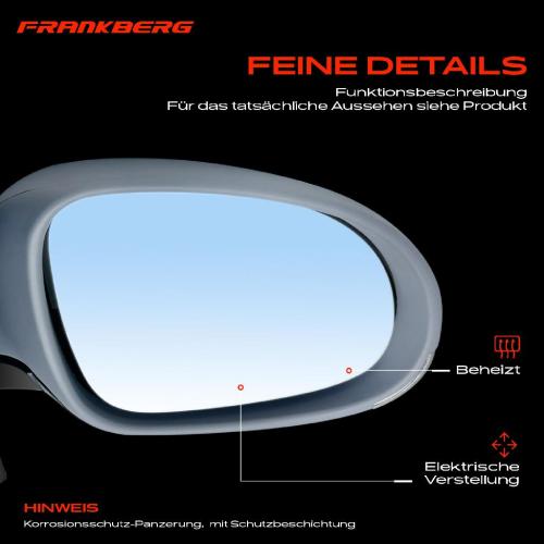 Frankberg 1x Außenspiegel Rechts für VW Golf V 1K1 1.4L 1.6L 1.8L 1.9L 2.0L 2.5L 3.2L 2003-2009 Bild Frankberg 1x Außenspiegel Rechts für VW Golf V 1K1 1.4L 1.6L 1.8L 1.9L 2.0L 2.5L 3.2L 2003-2009