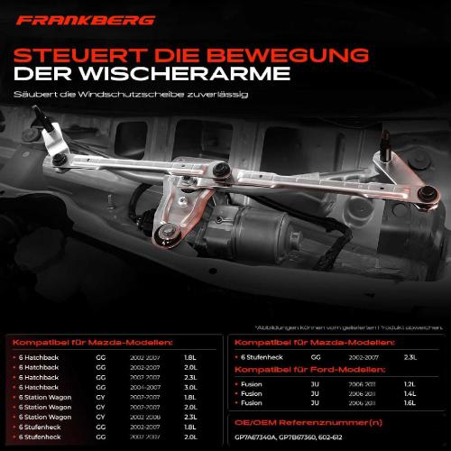 Frankberg 1x Wischergestänge Vorne für Mazda 6 GG GY Ford Fusion Bild Frankberg 1x Wischergestänge Vorne für Mazda 6 GG GY Ford Fusion