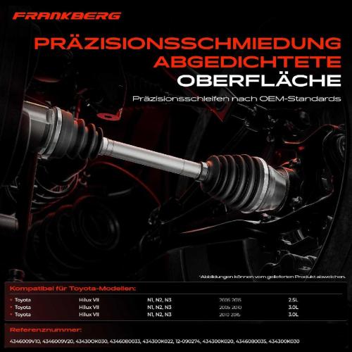 Frankberg 1x Antriebswelle Gelenksatz Vorderachse f r Toyota Hilux VII Pick-up N1 N2 N3 Bj ab 2004 Bild Frankberg 1x Antriebswelle Gelenksatz Vorderachse f r Toyota Hilux VII Pick-up N1 N2 N3 Bj ab 2004