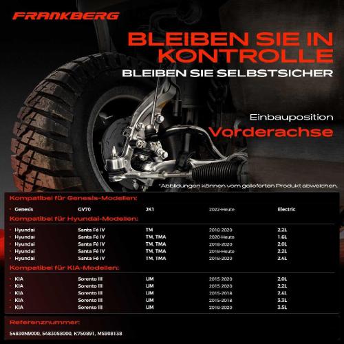 2x Koppelstange Vorderachse für Genesis GV70 Hyundai Santa Fé IV Kasten/SUV Tucson KIA EV9 Sorento III Bild 2x Koppelstange Vorderachse für Genesis GV70 Hyundai Santa Fé IV Kasten/SUV Tucson KIA EV9 Sorento III