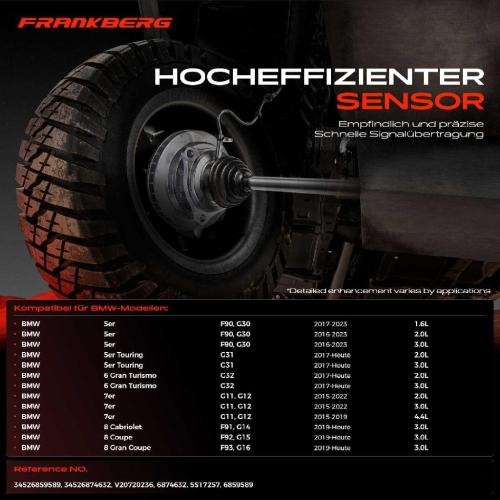 Frankberg 1x ABS Sensor Vorderachse beidseitig für BMW F90 G30 G31 G32 G11 G12 F91 G14 F92 G15 F93 G16 Bj ab 2015 Bild Frankberg 1x ABS Sensor Vorderachse beidseitig für BMW F90 G30 G31 G32 G11 G12 F91 G14 F92 G15 F93 G16 Bj ab 2015