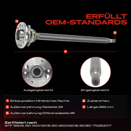 1x Antriebswelle Hinterachse Rechts für Mercedes-Benz Esprinter Sprinter B906 B910 B907 VW Craft 2E Bild 1x Antriebswelle Hinterachse Rechts für Mercedes-Benz Esprinter Sprinter B906 B910 B907 VW Craft 2E