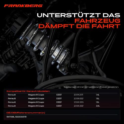 Frankberg 2x Fahrwerksfeder Hinterachse für Renault Megane III Coupe DZ0/1 2008-2021 Bild Frankberg 2x Fahrwerksfeder Hinterachse für Renault Megane III Coupe DZ0/1 2008-2021