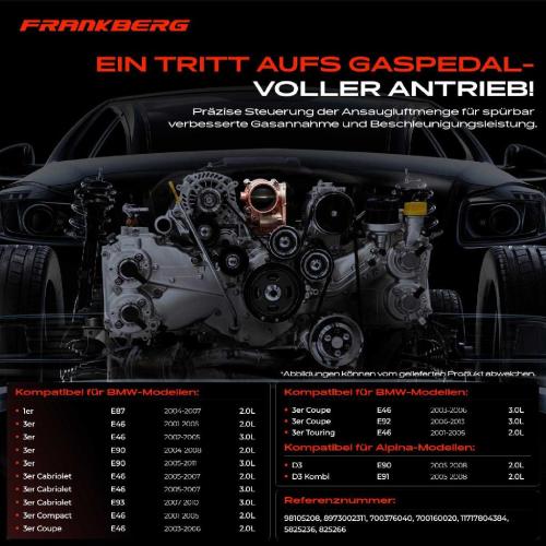 Frankberg 1x Drosselklappe Drosselklappenstutzen für BMW 3er E90 E91 E92 320d 5er E60 E61 X3 E83 X5 E70 2.0L 3.0L Bild Frankberg 1x Drosselklappe Drosselklappenstutzen für BMW 3er E90 E91 E92 320d 5er E60 E61 X3 E83 X5 E70 2.0L 3.0L