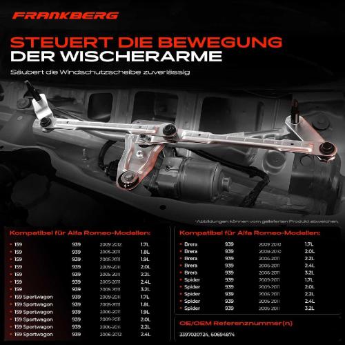1x Wischergestänge Vorne für Alfa Romeo 159 Brera Spider 939 Bild 1x Wischergestänge Vorne für Alfa Romeo 159 Brera Spider 939
