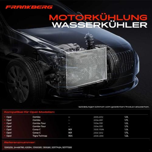 Frankberg 1x Kühler Wasserkühler Motorkühler für Opel Corsa C F08 F68 X01 Combo 2003-2012 Bild Frankberg 1x Kühler Wasserkühler Motorkühler für Opel Corsa C F08 F68 X01 Combo 2003-2012