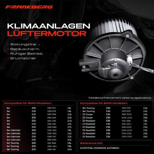 Frankberg 1x Gebläsemotor Innenraumgebläse für BMW 3er Cabriolet Touring E30 M3 Z3 Coupe E36 Bild Frankberg 1x Gebläsemotor Innenraumgebläse für BMW 3er Cabriolet Touring E30 M3 Z3 Coupe E36