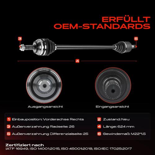 1x Antriebswelle Vorderachse Rechts für Honda Civic V Hatchback EG CRX III Bild 1x Antriebswelle Vorderachse Rechts für Honda Civic V Hatchback EG CRX III