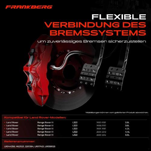 1x Bremsschlauch Bremsschläuche Hinterachse Links für Land Rover Range Rover III LM L322 Bild 1x Bremsschlauch Bremsschläuche Hinterachse Links für Land Rover Range Rover III LM L322