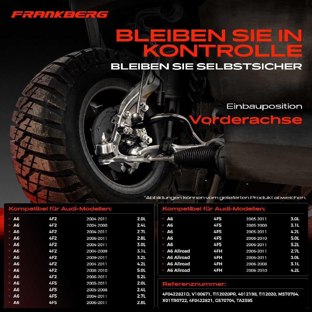 2x Spurstange Vorderachse für Audi A6 Allroad Avant 2.7L 2.8L 3.0L 3.1L 3.2L 4.2L 5.0L 5.2L 2004-2011