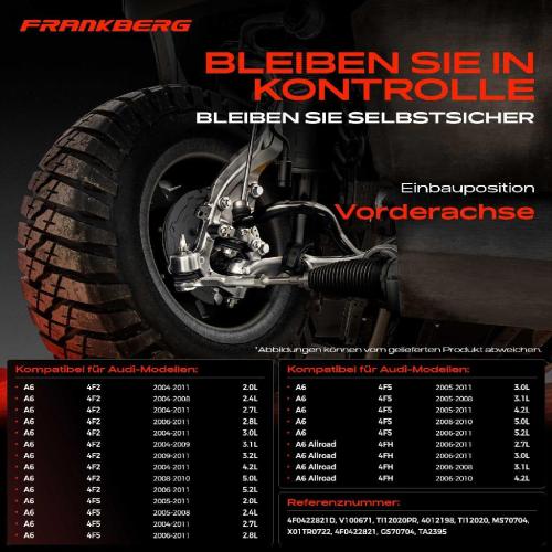 Frankberg 2x Spurstange Vorderachse für Audi A6 Allroad Avant 2.7L 2.8L 3.0L 3.1L 3.2L 4.2L 5.0L 5.2L 2004-2011 Bild Frankberg 2x Spurstange Vorderachse für Audi A6 Allroad Avant 2.7L 2.8L 3.0L 3.1L 3.2L 4.2L 5.0L 5.2L 2004-2011
