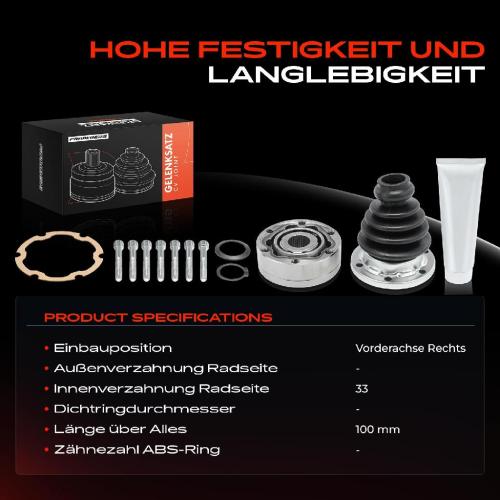 Frankberg 1x Antriebswelle Gelenksatz Vorderachse Rechts für VW Golf 1-4 Polo Seat Ibiza II Audi A3 Bild Frankberg 1x Antriebswelle Gelenksatz Vorderachse Rechts für VW Golf 1-4 Polo Seat Ibiza II Audi A3