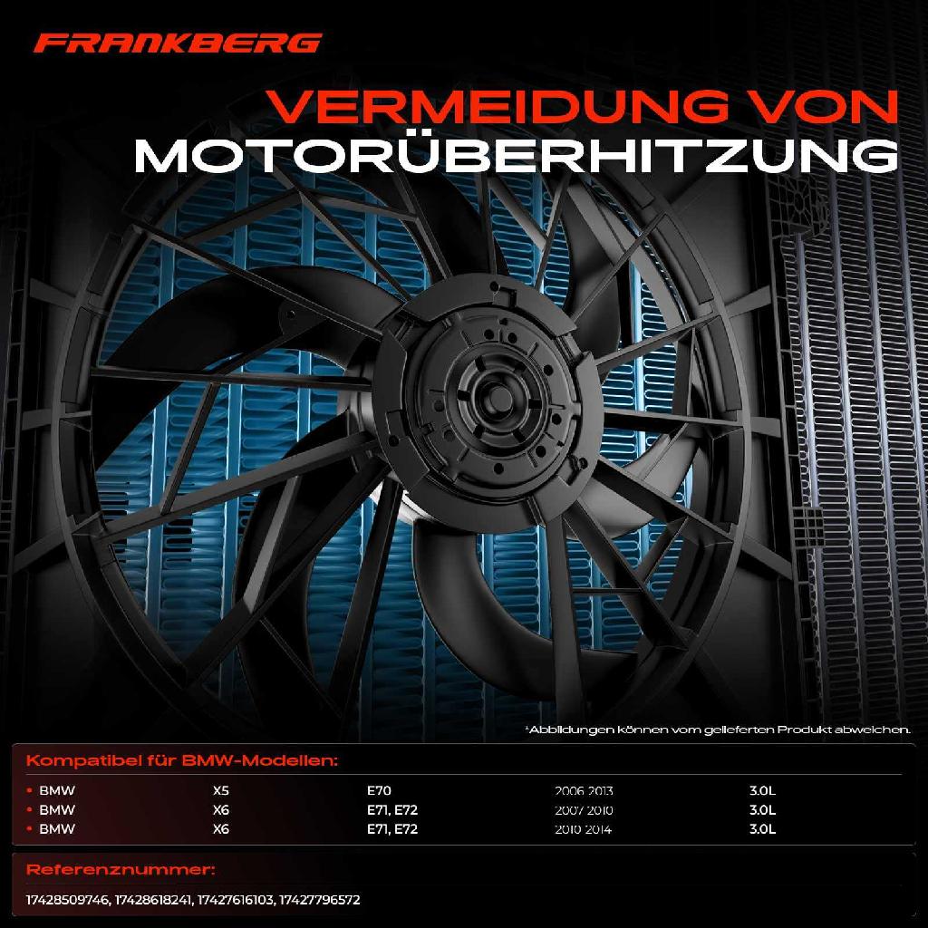 1x Motorkühller Einfachlüfter mit Kühlerlüfterrahmen BMW E70 3.0d 3.0sd xDrive30d E71 E72 2006-2014