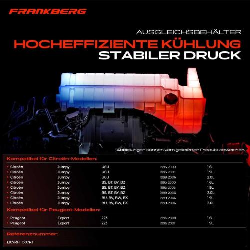 Frankberg 1x Ausgleichsbehälter Kühlmittelbehälter für Citroën Jumpy Fiat Scudo Peugeot Bild Frankberg 1x Ausgleichsbehälter Kühlmittelbehälter für Citroën Jumpy Fiat Scudo Peugeot