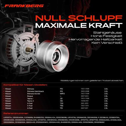 1x Generatorfreilauf Lichtmaschine für Nissan X-Trail Primera Rogue Teana 2.0L 2.5L Bild 1x Generatorfreilauf Lichtmaschine für Nissan X-Trail Primera Rogue Teana 2.0L 2.5L